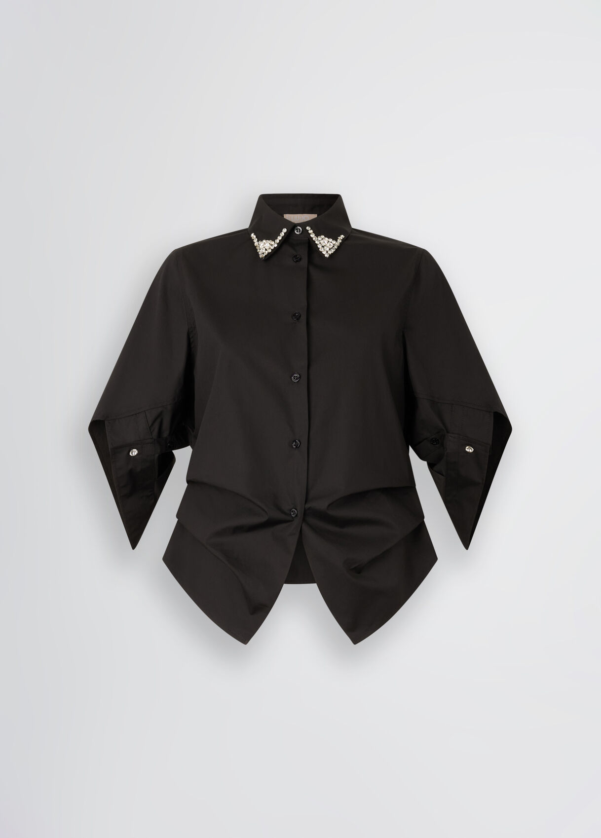 Black shirt with bejewelled embellishment colour black | Liu Jo