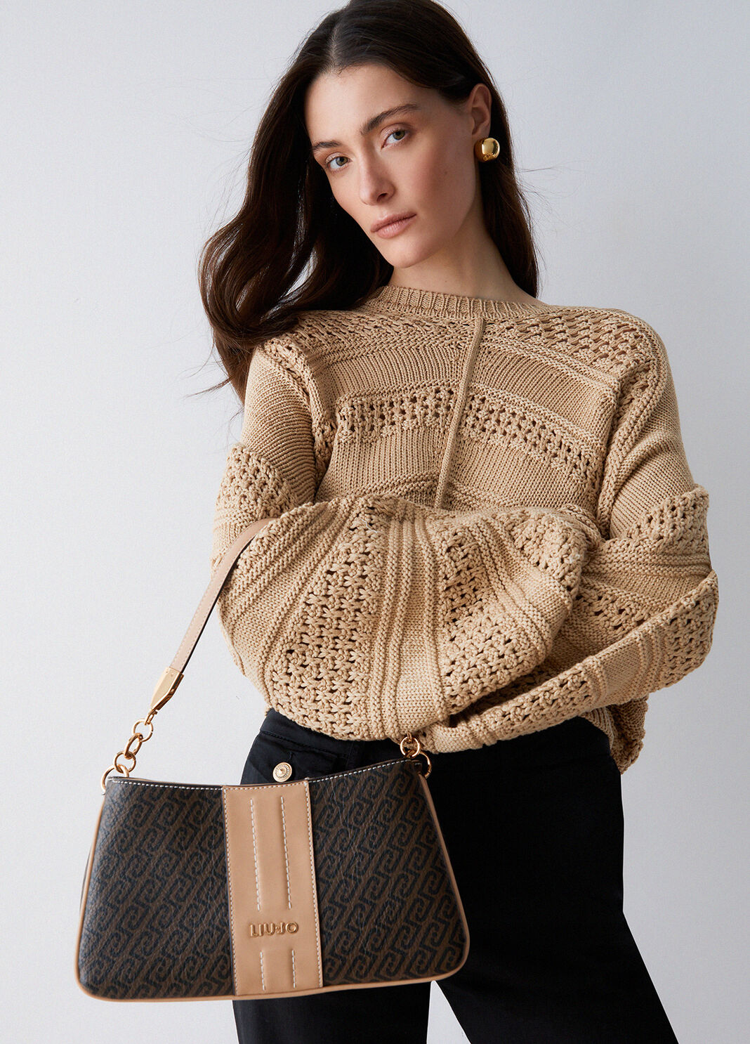 Kleine Schultertasche mit Monogramm Dunkelbraun Liu Jo - large image number 0