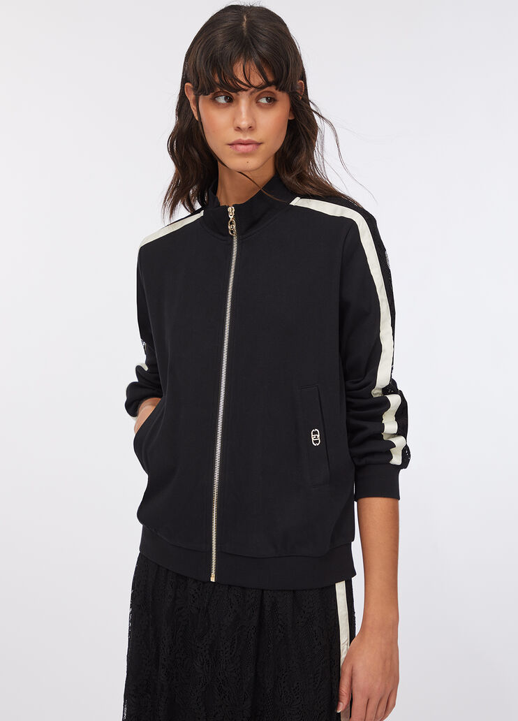 Sweatshirt aus Baumwolle mit Spitze Schwarz Liu Jo - medium