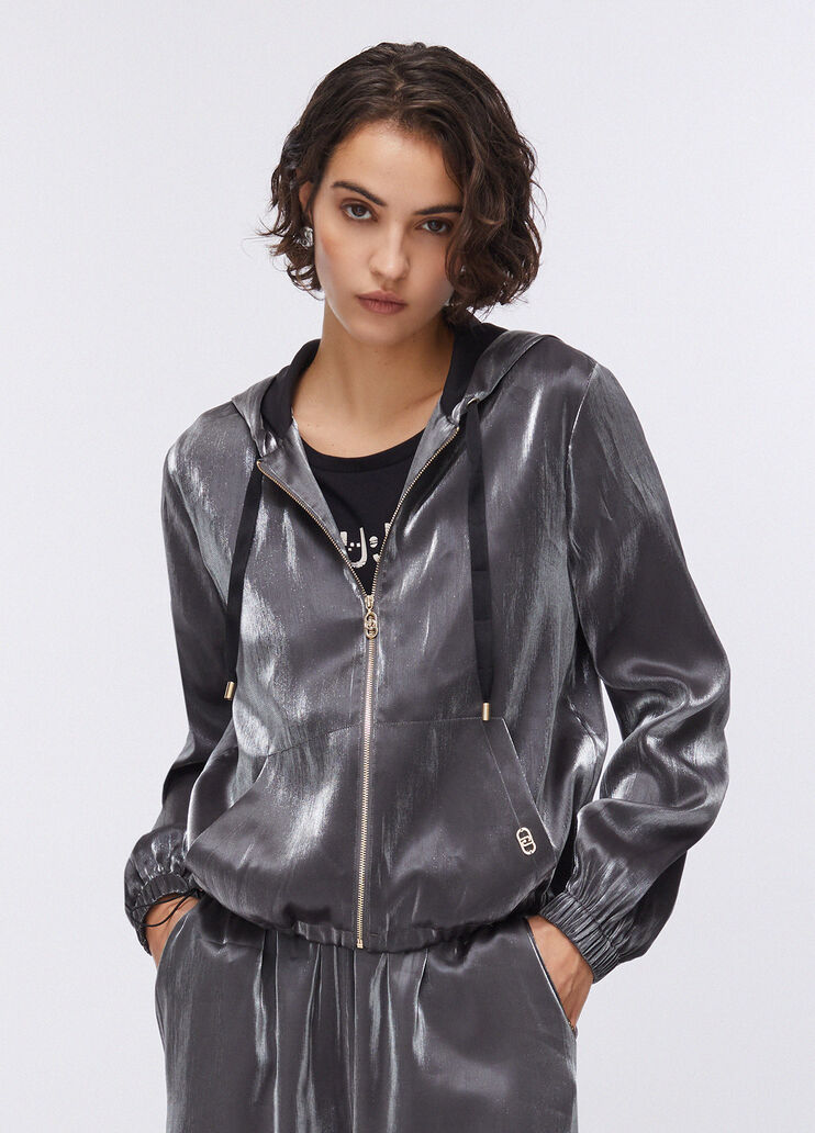 Giacca laminata con cappuccio grigio Liu Jo - large image number 0