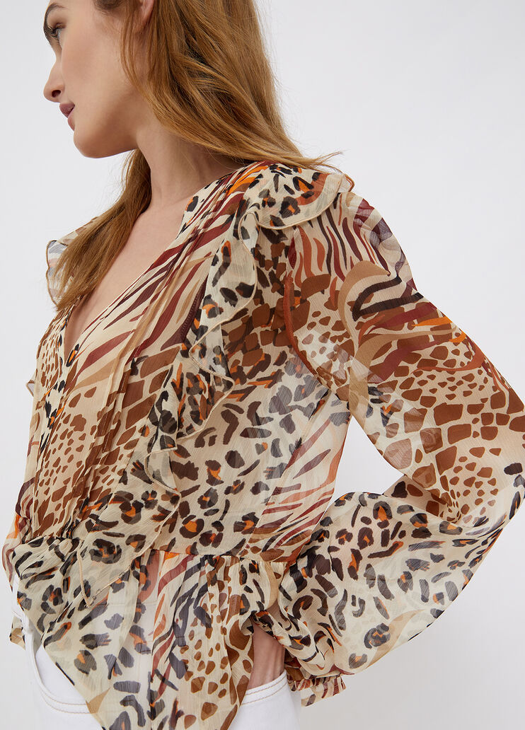 Блузка с V-образным вырезом горловины леопардовый принт Liu Jo - large image number 2 Блузка с V-образным вырезом горловины леопардовый принт Liu Jo - large image number 2