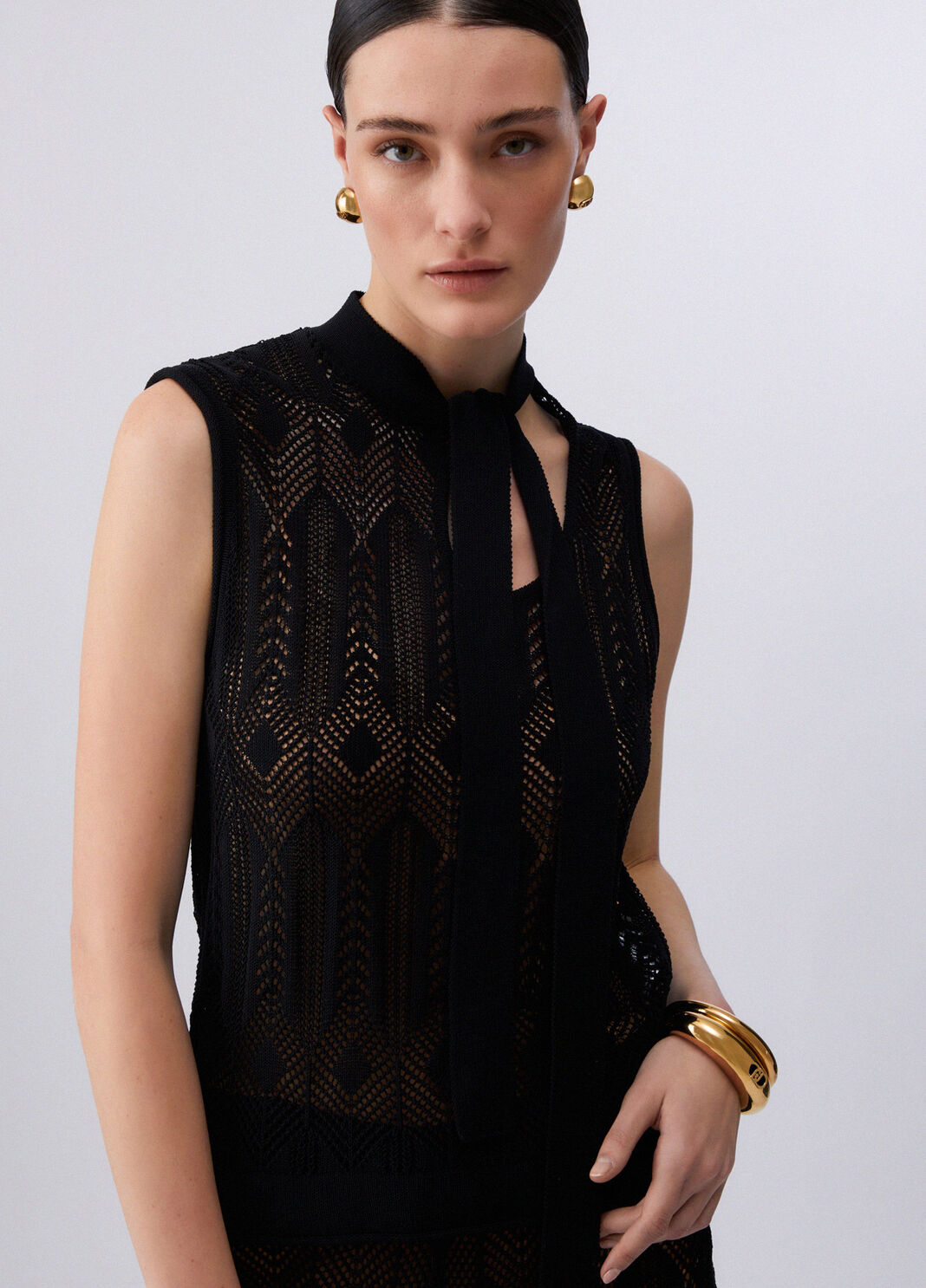 Stricktop mit Schleife Schwarz Liu Jo - large image number 4