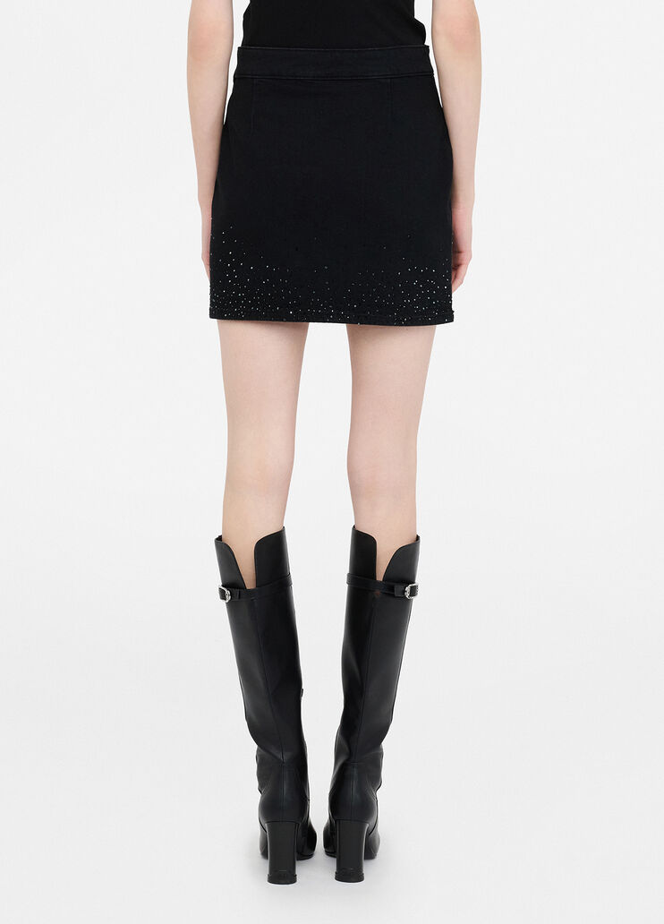 Minirock aus Denim mit Strass Denim-Schwarz Liu Jo - large image number 1 Minirock aus Denim mit Strass Denim-Schwarz Liu Jo - large image number 1