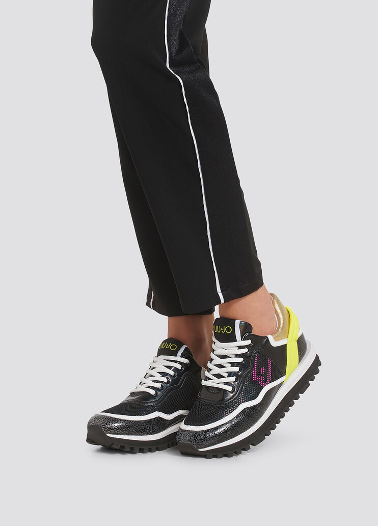 Sneakers en cuir effet craquelé noir Liu Jo - large image number 3 Sneakers en cuir effet craquelé noir Liu Jo - large image number 3