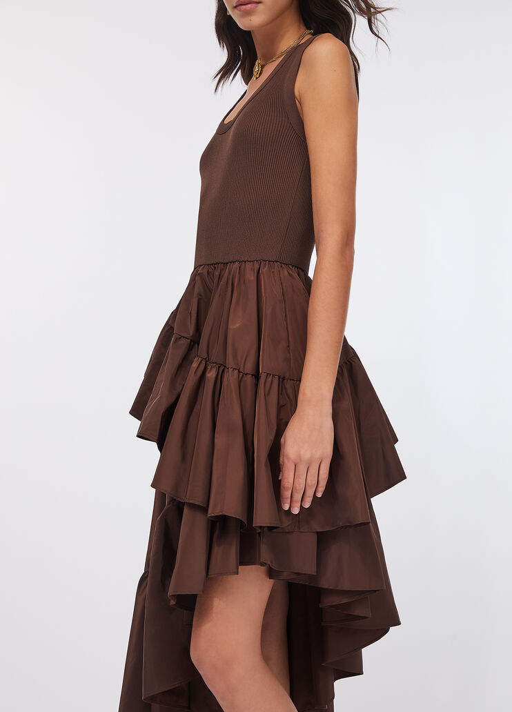 Asymmetrical dress with flounced detailing dark brown Liu Jo - medium