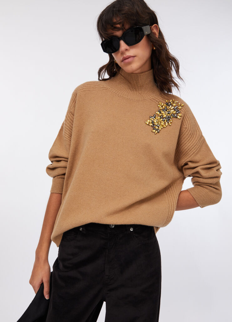 100% wool jumper with bejewelled embroidery beige Liu Jo - medium 100% wool jumper with bejewelled embroidery beige Liu Jo - medium