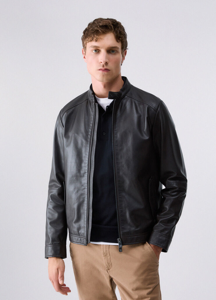 Chaqueta Biker de Cuero chocolate Liu Jo - medium