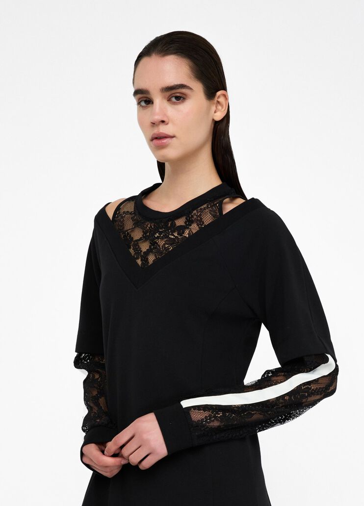 Sweatshirt dress with lace black Liu Jo - large image number 3 Sweatshirt dress with lace black Liu Jo - large image number 3