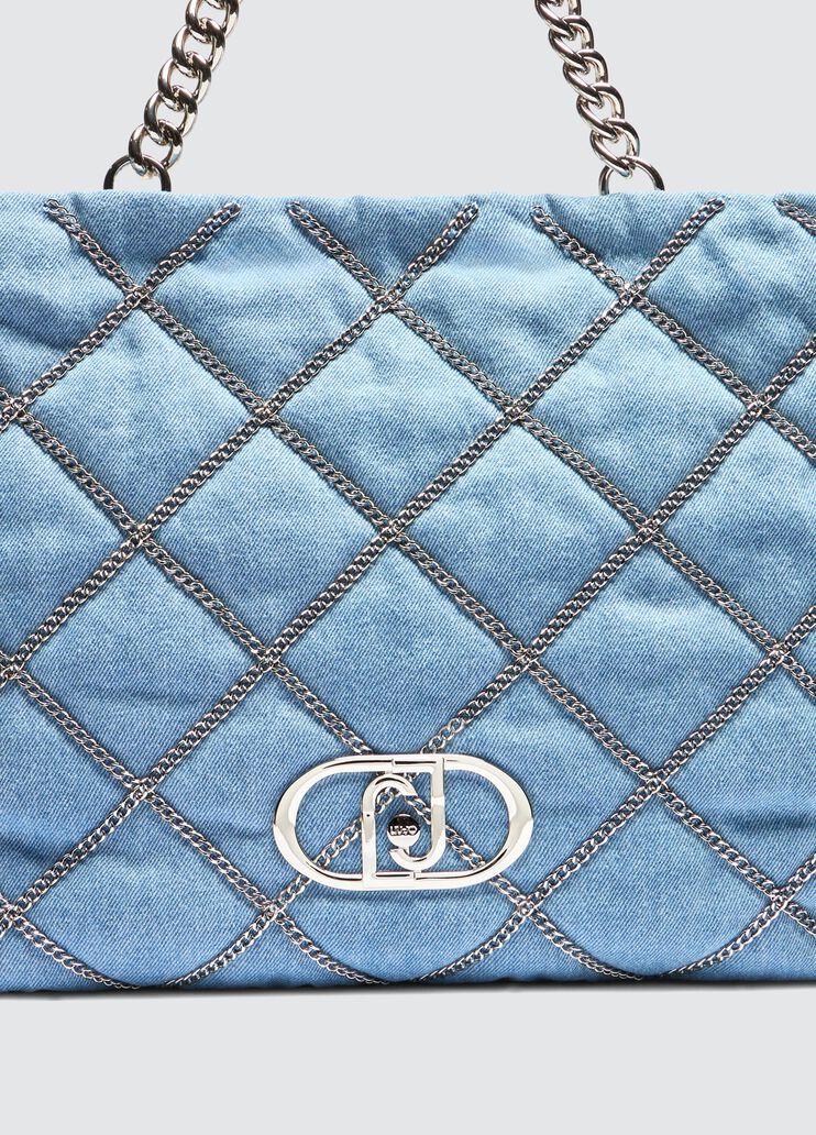 Large denim LaPuffy tote bag light denim Liu Jo - large image number 5