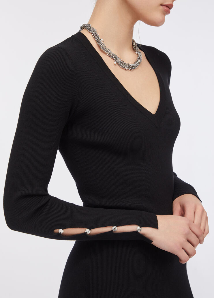 Robe en maille ornée de pierres noir Liu Jo - large image number 3