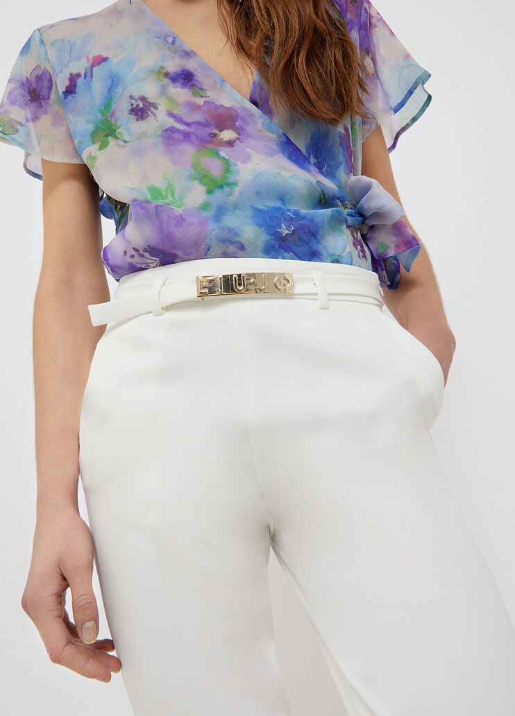 Chinos with belt white wool Liu Jo - large image number 2 Chinos with belt white wool Liu Jo - large image number 2