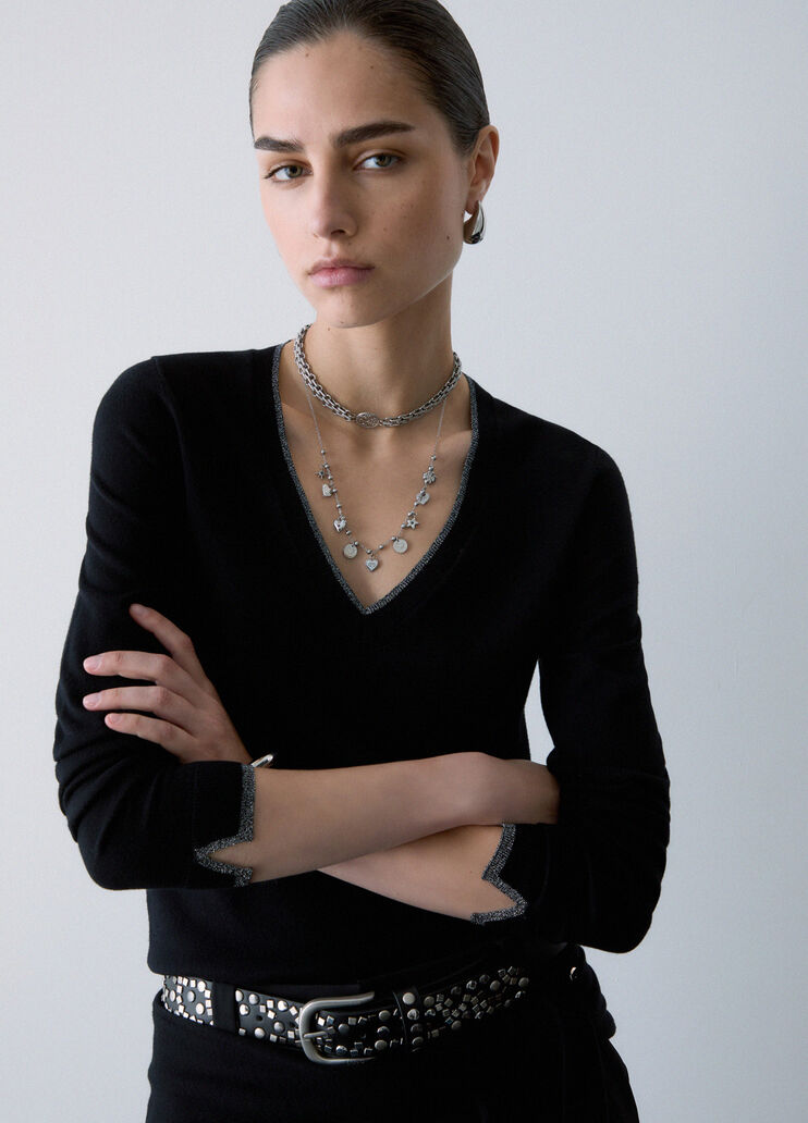 Su&eacute;ter de cuello en V negro Liu Jo - medium