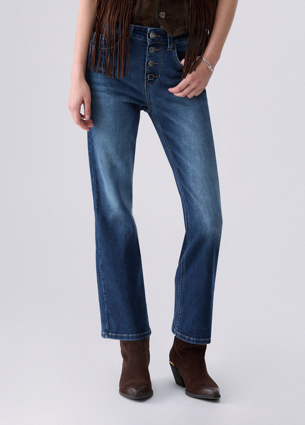 Bootcut jeans with jewel buttons dark blue denim Liu Jo - large image number 0