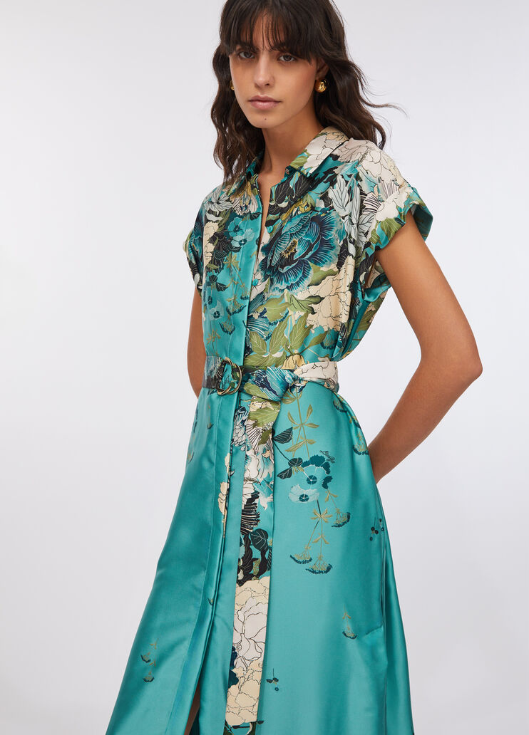 Hemdblusenkleid aus bedrucktem Twill Azurblau Liu Jo - medium