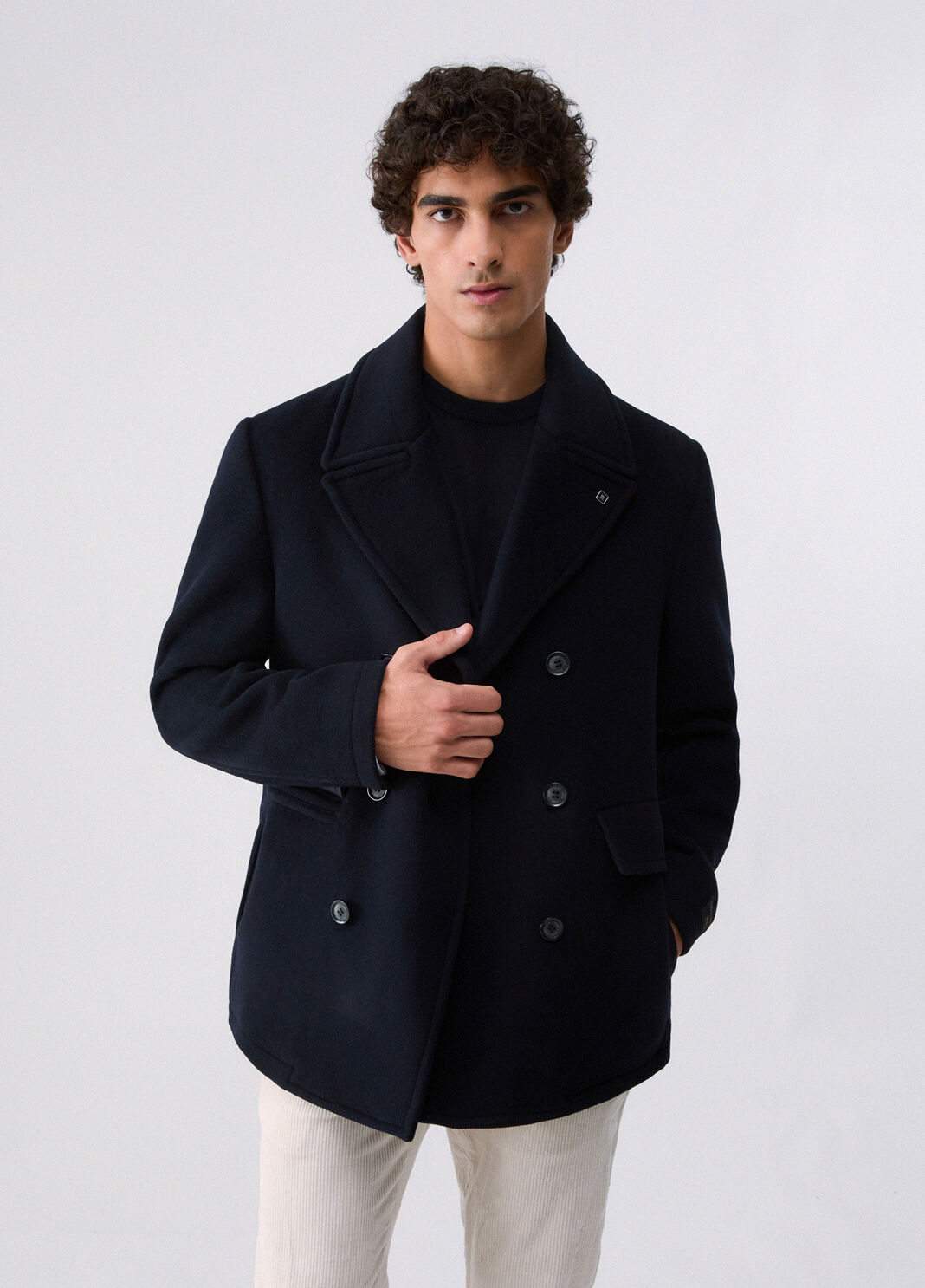 Coat caban in wool and cashmere dark blue Liu Jo - large image number 0