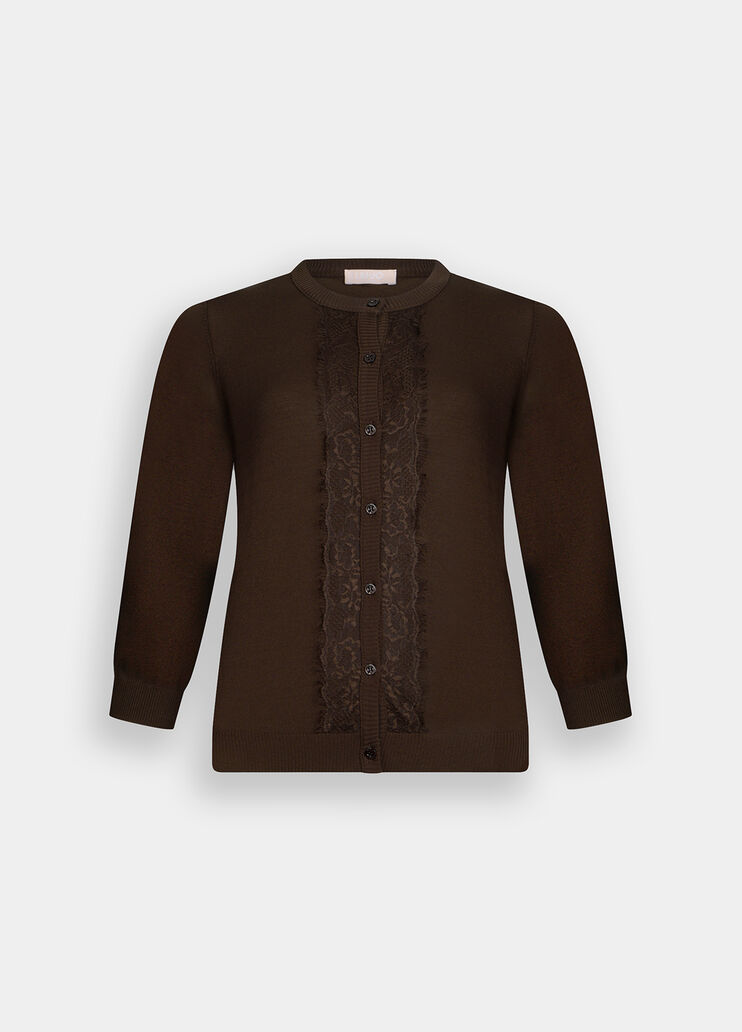 Cardigan mit Spitzendetails Dunkelbraun Liu Jo - large image number 6