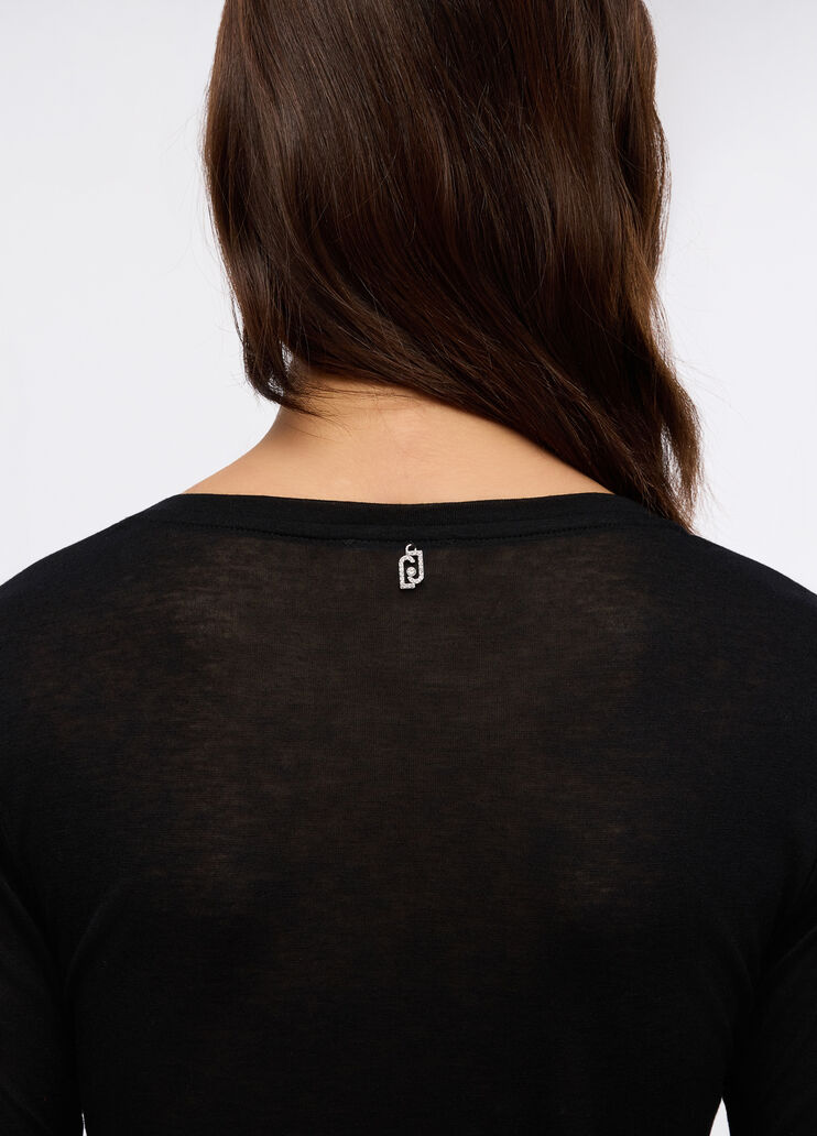 Wool and modal t-shirt black Liu Jo - large image number 2