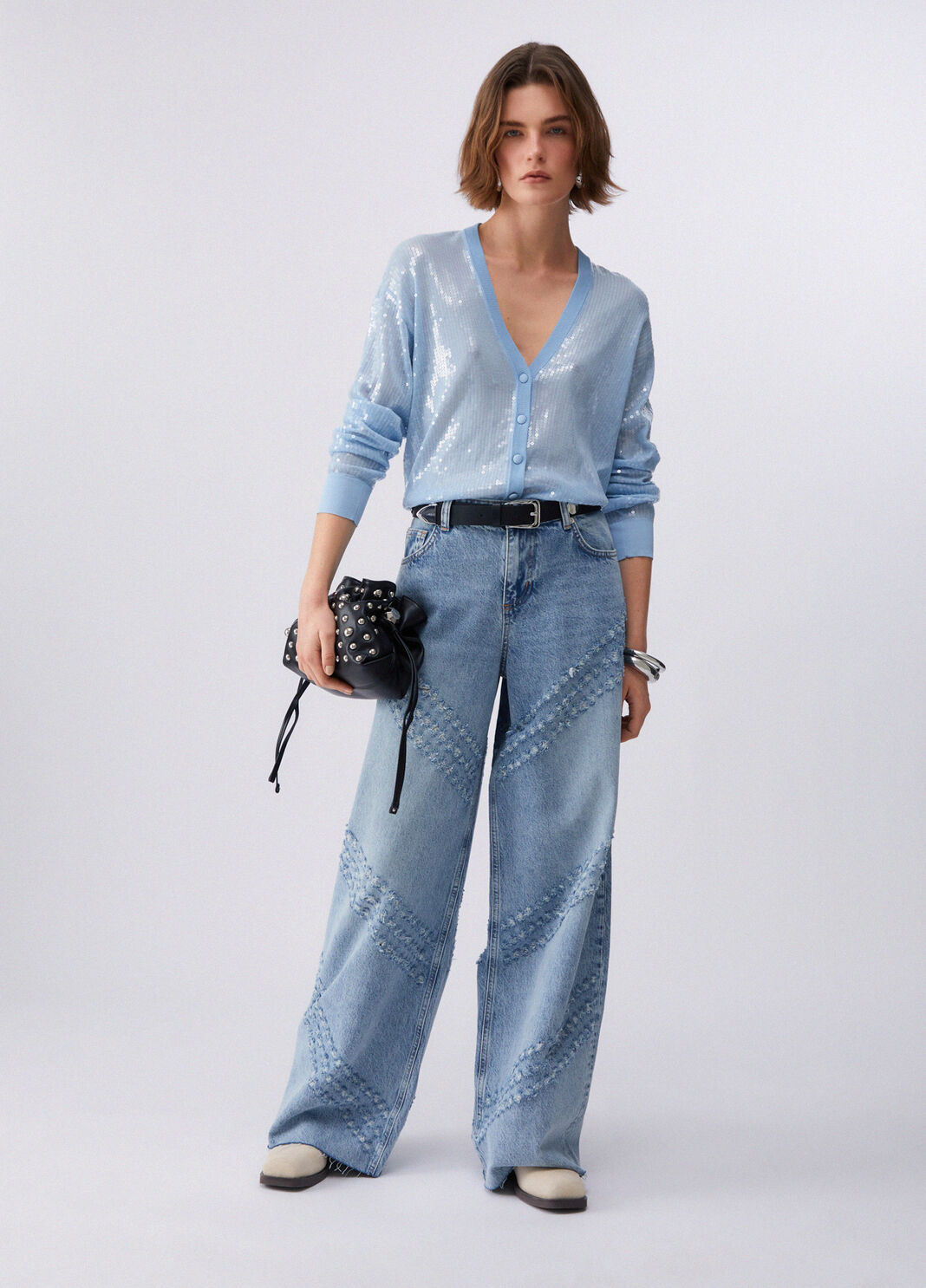 Cardigans with sequins light blue Liu Jo - large image number 5