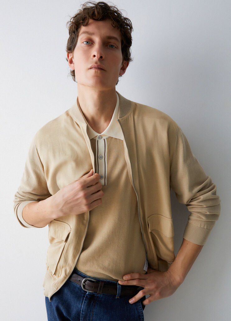 C&aacute;rdigan con cremallera y bolsillos beige Liu Jo - medium