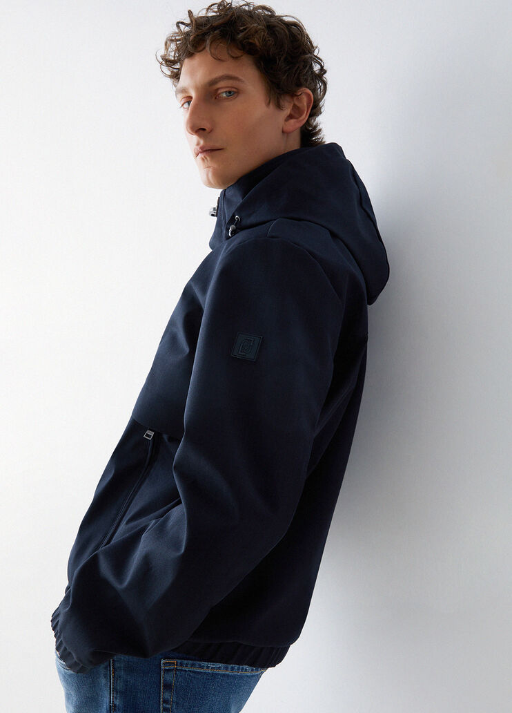 Veste imperm&eacute;able &agrave; capuche bleu fonc&eacute; Liu Jo - medium
