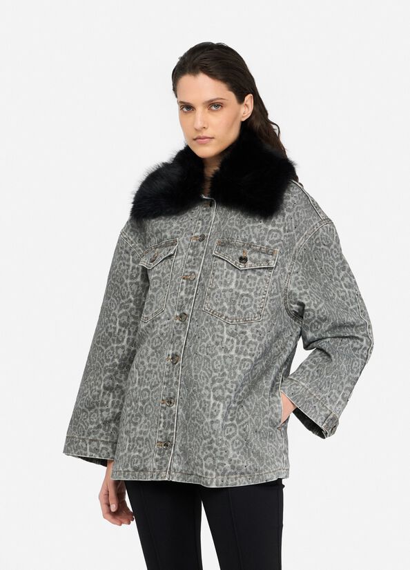 Jacke mit Kunstpelzkragen Graues Animal-Muster Liu Jo - large image number 0