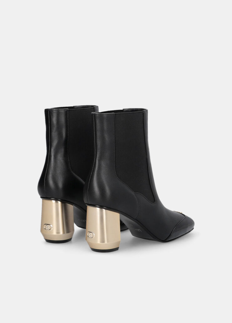 Leather ankle boots with logo black Liu Jo - large image number 3