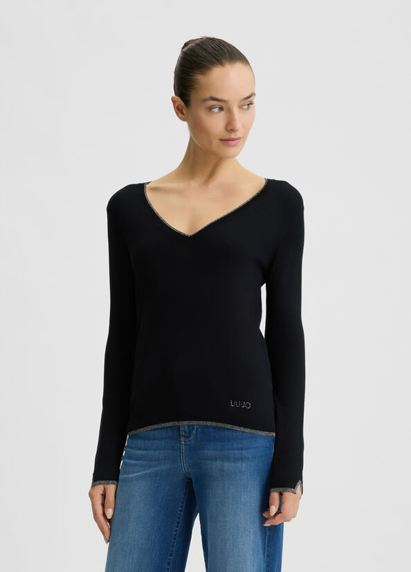 V-neck jumper black Liu Jo - large image number 0