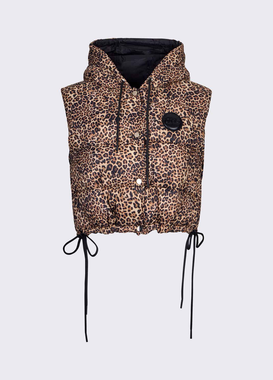 Cropped gilet with hood black/animal-print Liu Jo - large image number 6