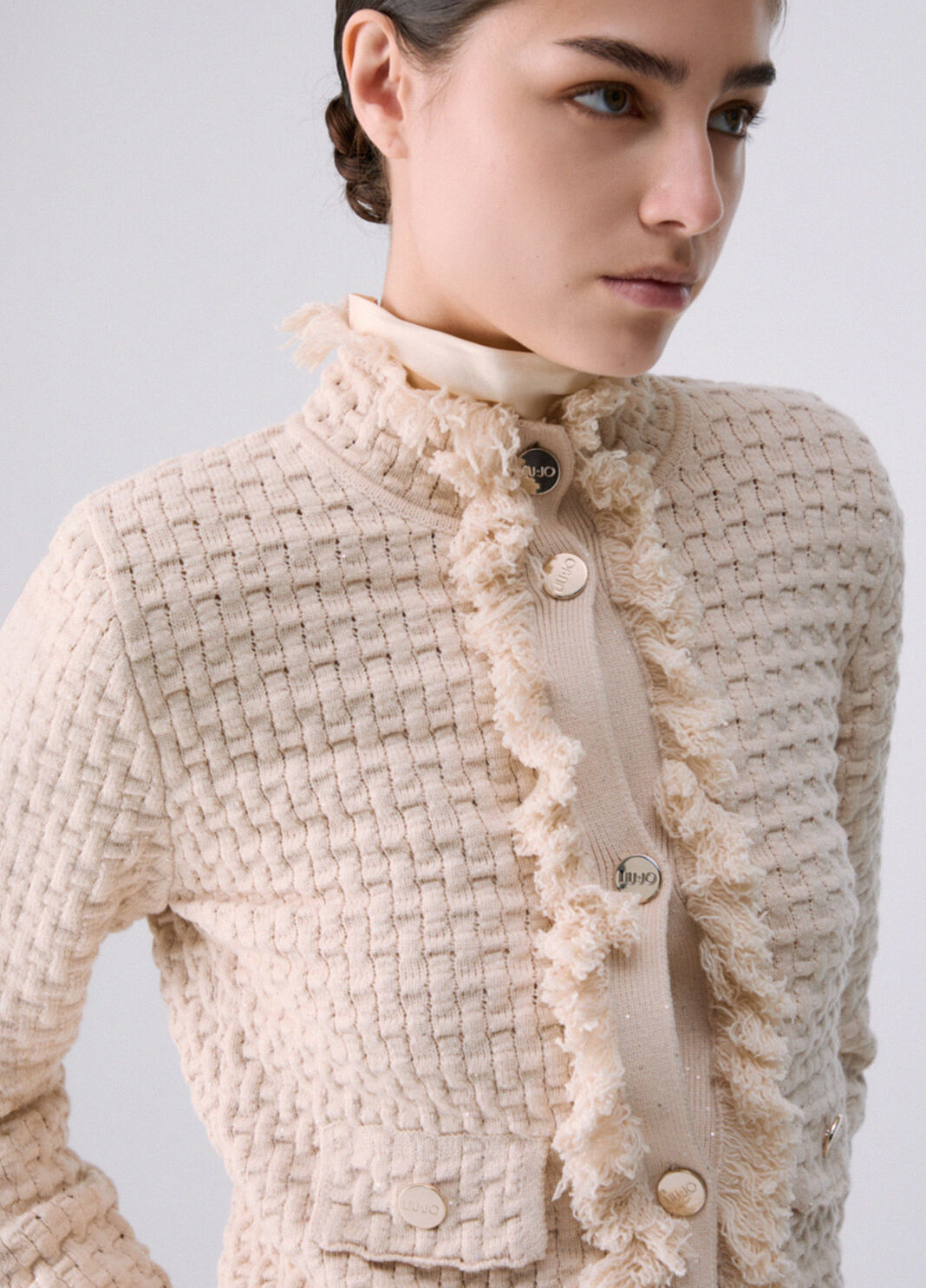 Jacket with Frayed Details cream Liu Jo - large image number 4
