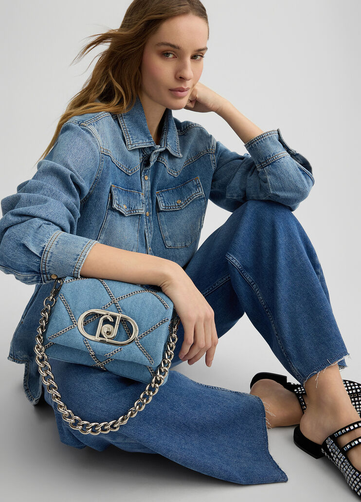 Small denim LaPuffy bag with chain detailing light denim Liu Jo - medium Small denim LaPuffy bag with chain detailing light denim Liu Jo - medium
