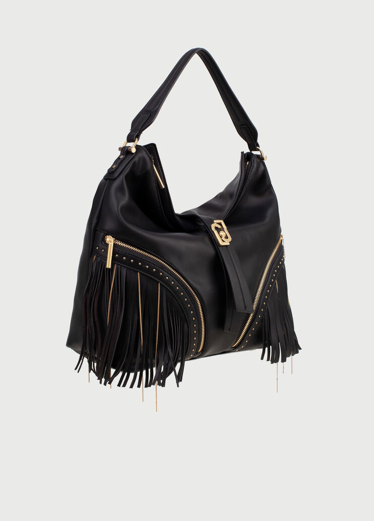 Borsa a spalla con frange Nero Liu Jo - large image number 2 Borsa a spalla con frange Nero Liu Jo - large image number 2
