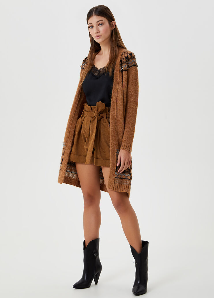 Jacquard cardigan Camel Liu Jo - large image number 3 Jacquard cardigan Camel Liu Jo - large image number 3