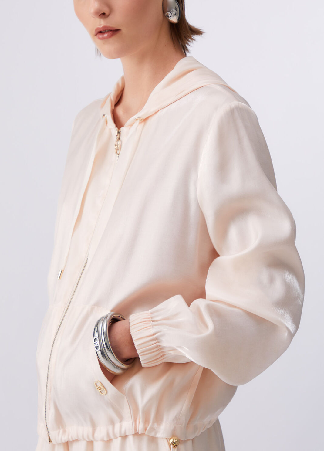 Laminated hooded jacket champagne Liu Jo - large image number 4