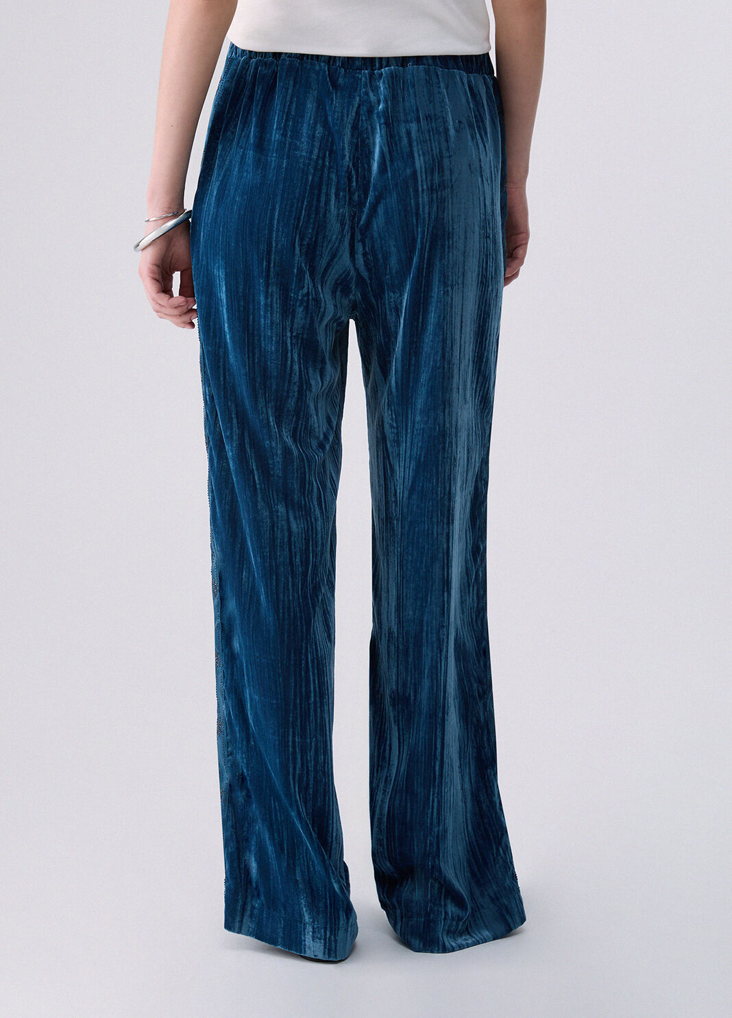 Pantalon en velours froiss&eacute; bleu Liu Jo - large image number 1