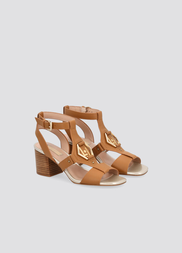 Heeled T-bar sandals walnut Liu Jo - large image number 1 Heeled T-bar sandals walnut Liu Jo - large image number 1