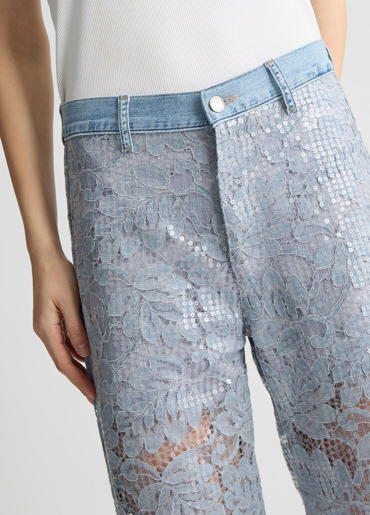 Flared lace trousers light denim Liu Jo - large image number 2 Flared lace trousers light denim Liu Jo - large image number 2