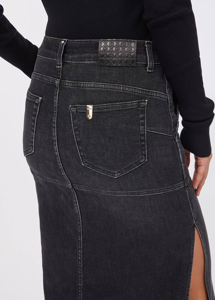 Denim skirt with slits black denim Liu Jo - large image number 3