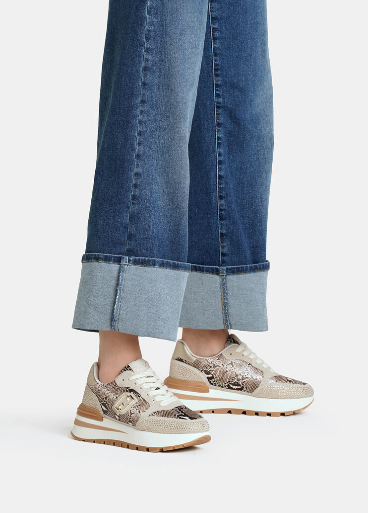 Snakeskin-print sneakers with rhinestones rope Liu Jo - medium