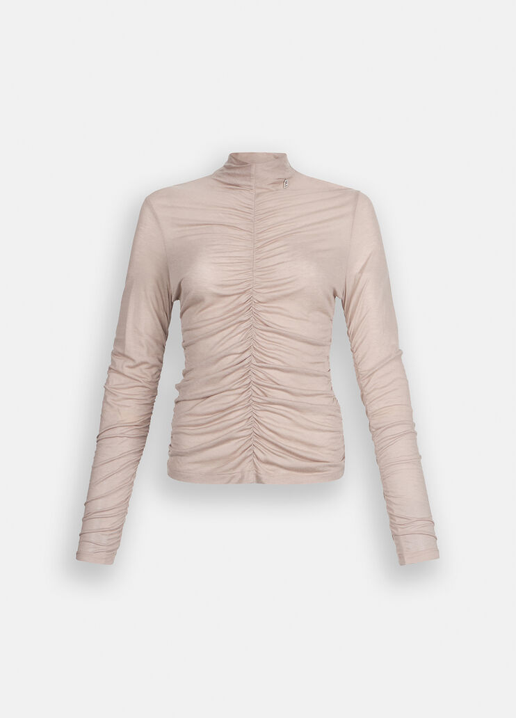 Gathered wool-blend top dark beige Liu Jo - large image number 6 Gathered wool-blend top dark beige Liu Jo - large image number 6
