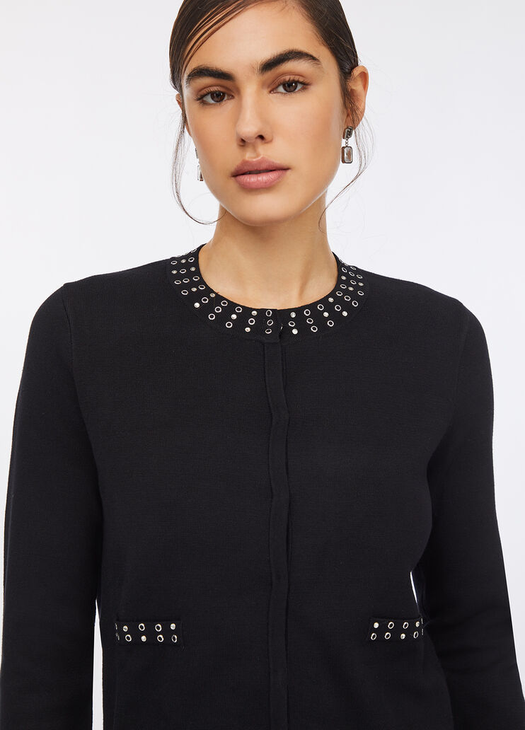 Chaqueta de punto con strass negro Liu Jo - large image number 3
