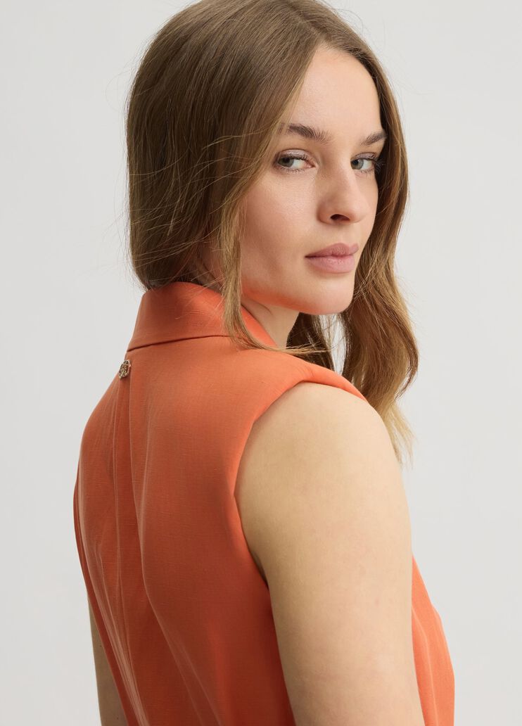 Waistcoat in linen blend terracotta Liu Jo - large image number 4 Waistcoat in linen blend terracotta Liu Jo - large image number 4
