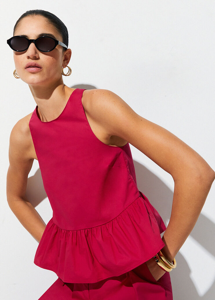 Top in popeline con fiocco rosso Liu Jo - medium