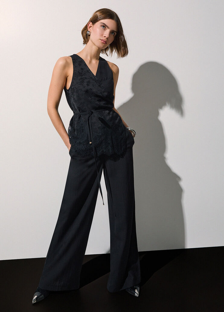 Pantalon en viscose flamm&eacute;e noir Liu Jo - medium
