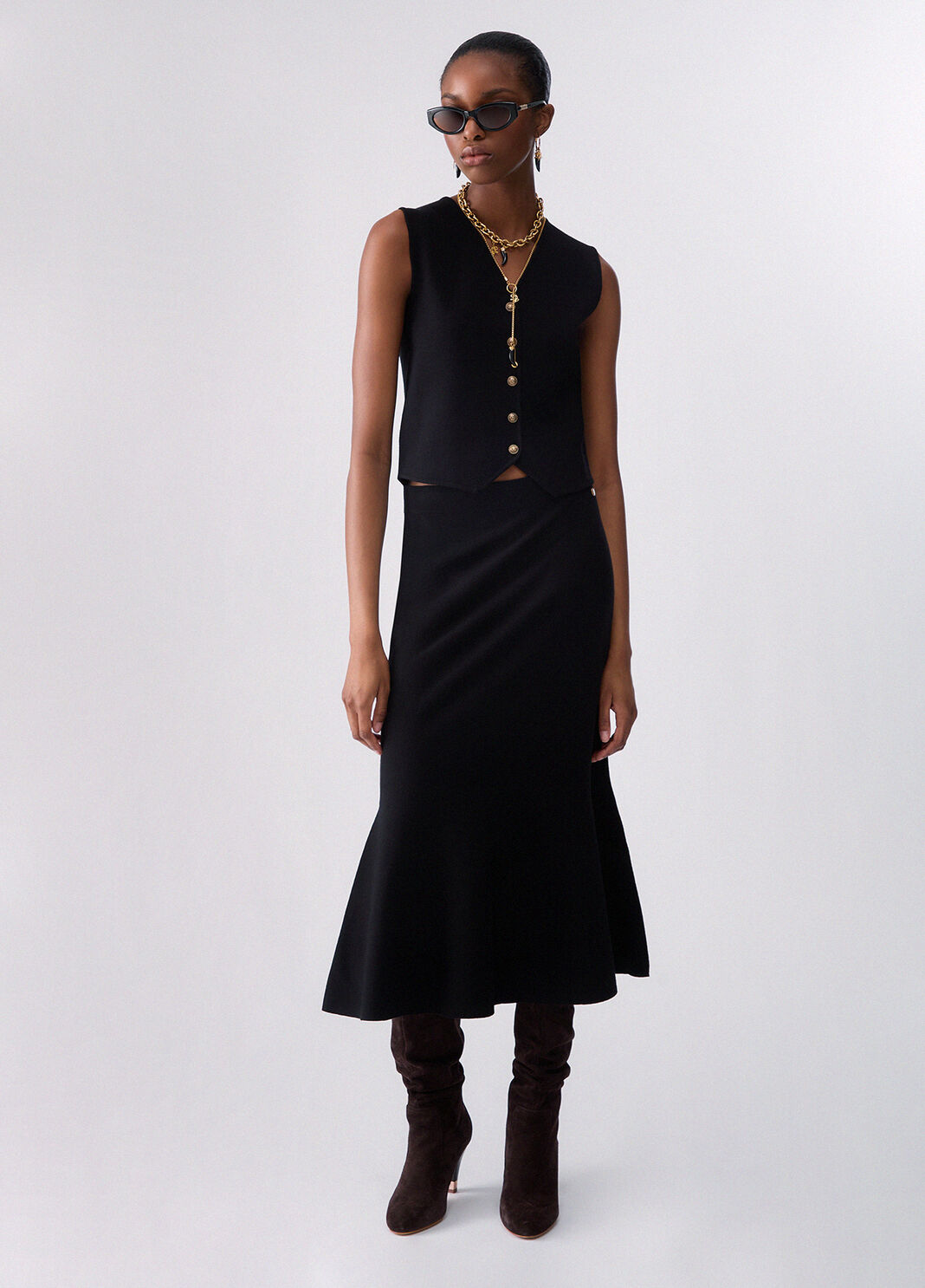 Jupe Midi en Maille noir Liu Jo - large image number 5