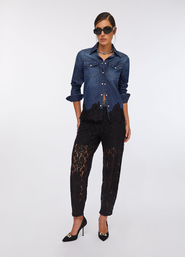 Hemd aus Denim mit Spitze Dunkles Denimblau Liu Jo - medium Hemd aus Denim mit Spitze Dunkles Denimblau Liu Jo - medium