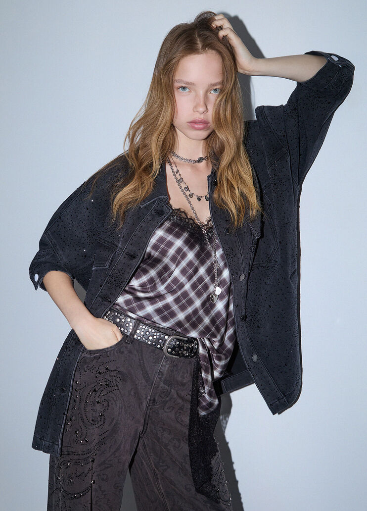 Oversized jacket with rhinestones black Liu Jo - medium