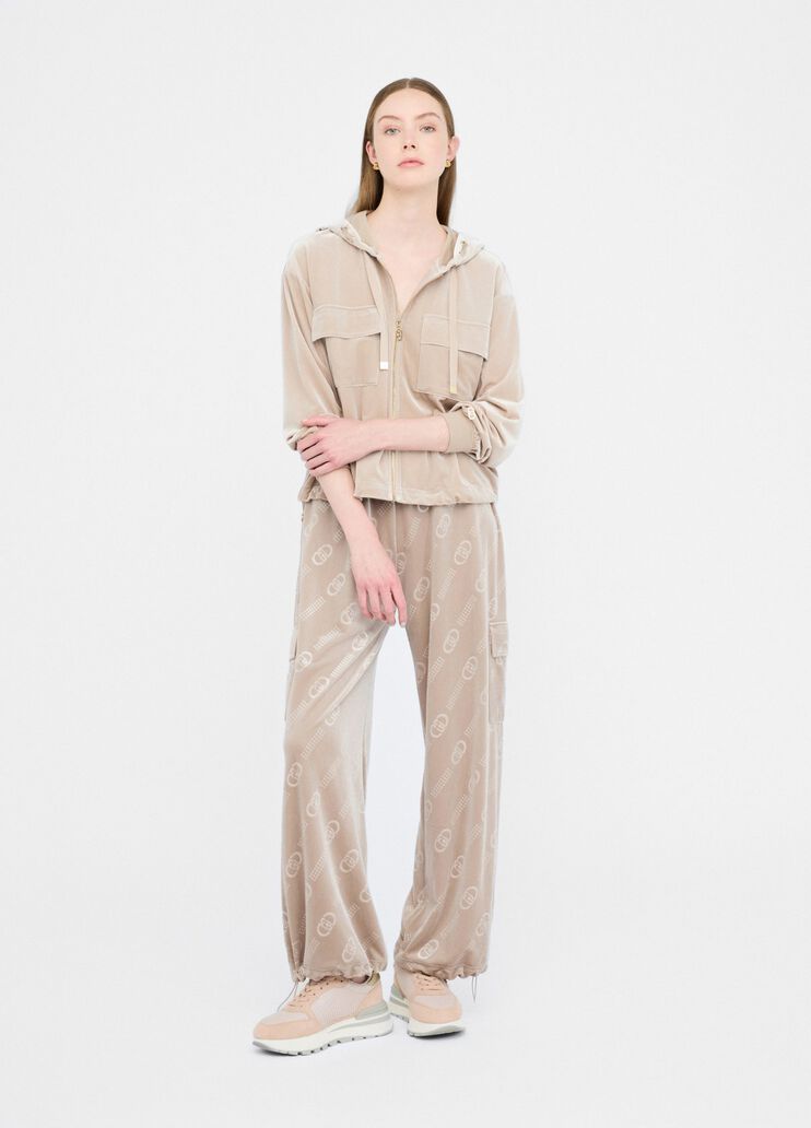 Chenille jogging pants with logo champagne/liu jo Liu Jo - medium