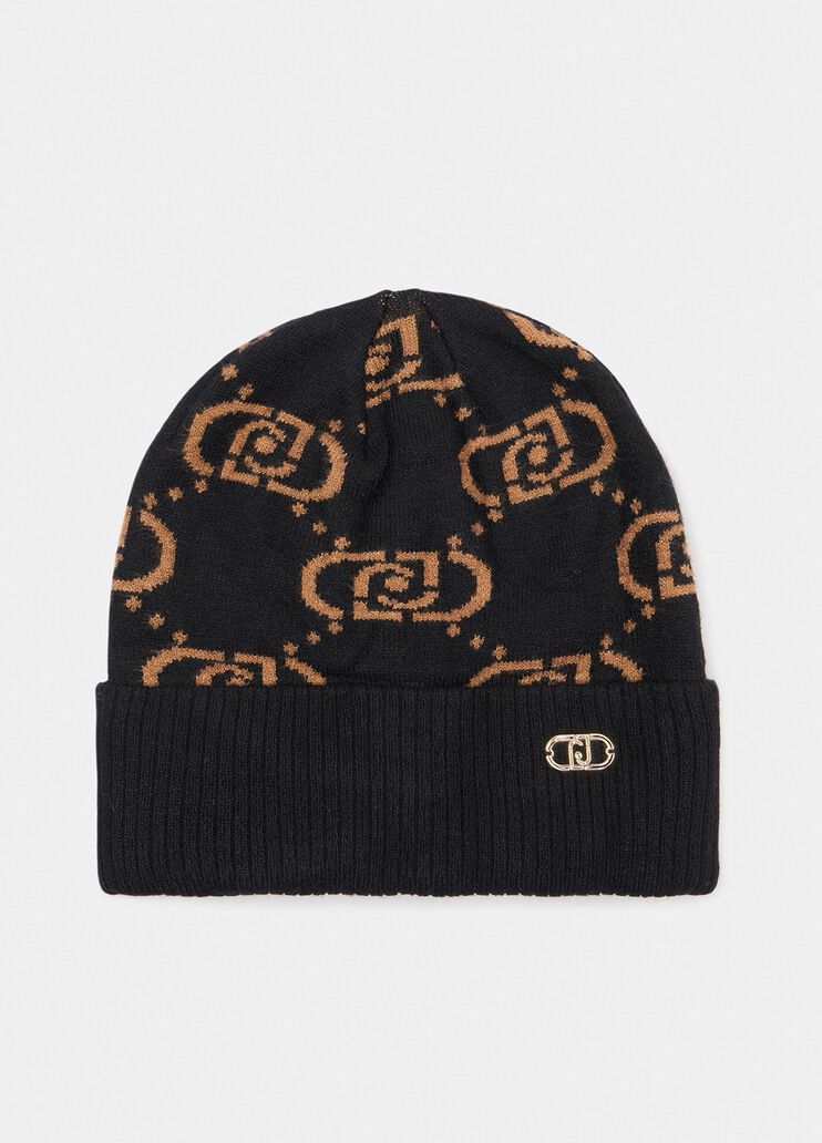 M&uuml;tze aus Monogramm-Jacquard Schwarz Liu Jo - medium