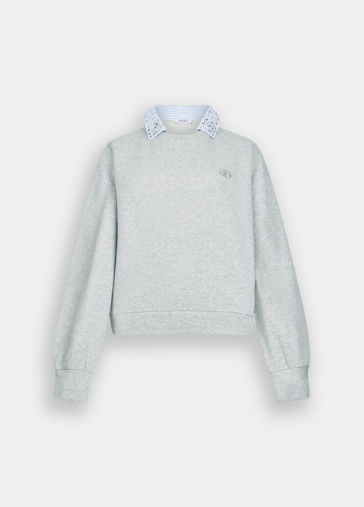 Sweatshirt with rhinestones grey Liu Jo - large image number 6 Sweatshirt with rhinestones grey Liu Jo - large image number 6