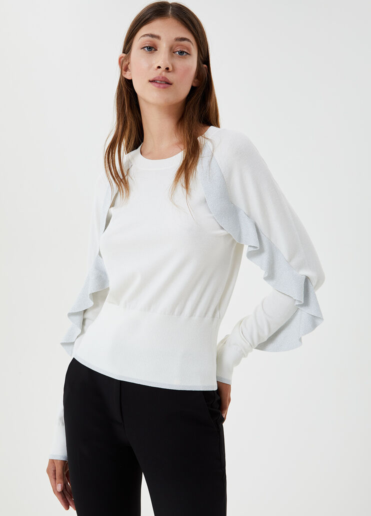 Eco-friendly jumper with flounces Wool White Liu Jo - large image number 0